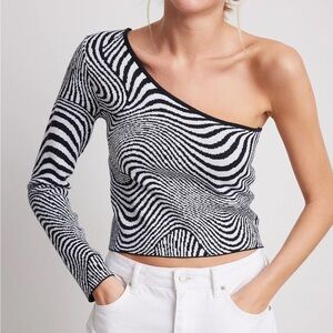 NA-KD One Shoulder Black and White Top